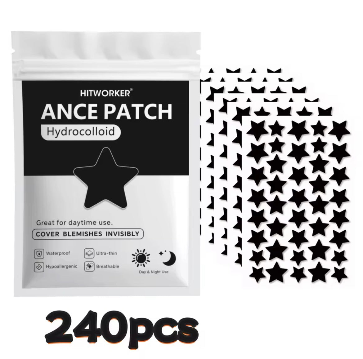 Bulk Pack Black Star Shaped Hydrocolloid Pimple Patches